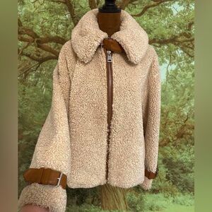 Cottagecore Bohemian Western Faux Fur Zip Up Coat Jacket:Teddy Bear Cozy